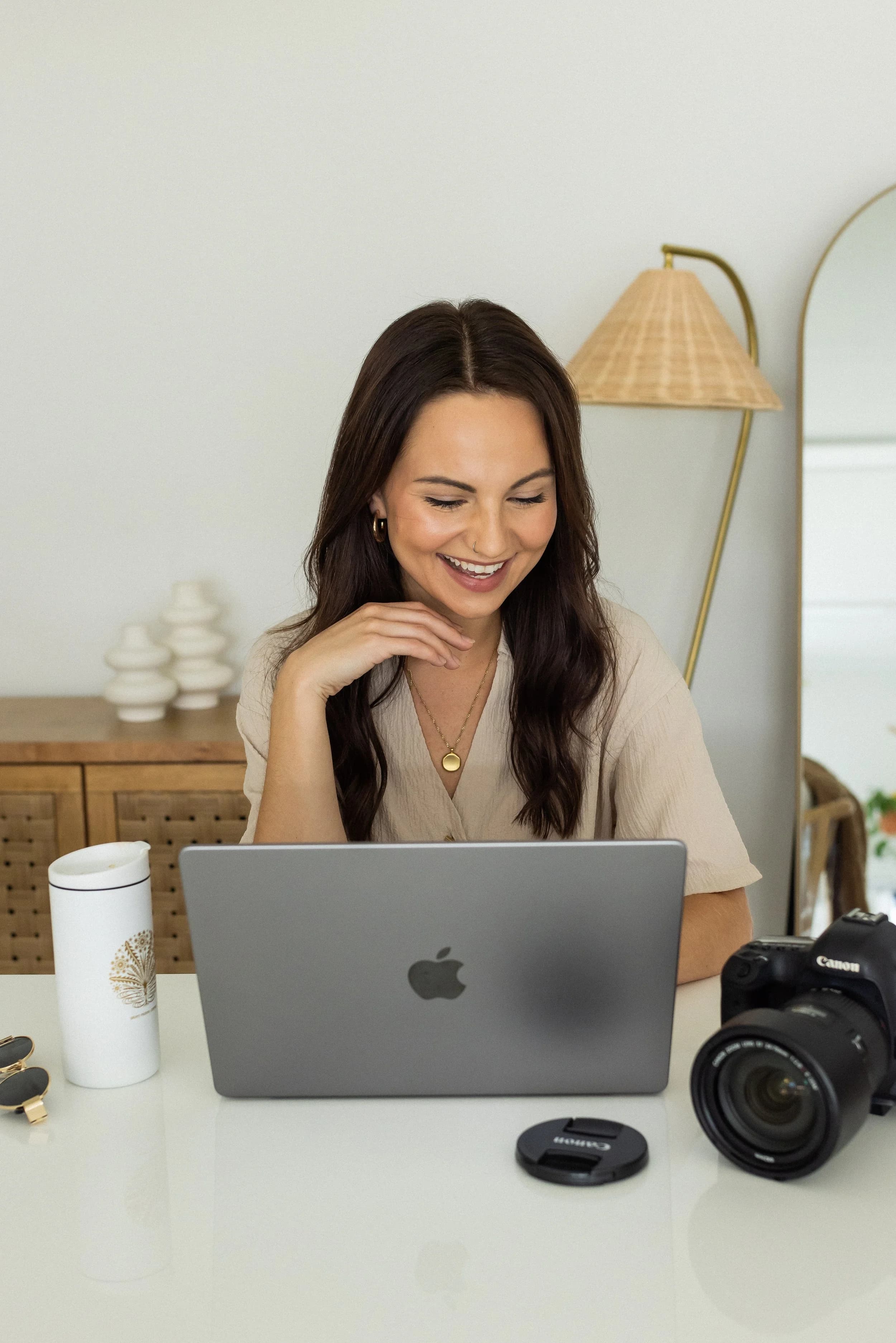 Keighla Fox at her desk in the Sausalito Studio